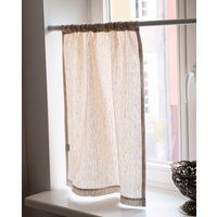 Linen Cafe Curtains For Kitchen, Rod Pocket Curtains, Pair Kitchen Beige Burlap Curtain, Bathroom | Etsy (US)