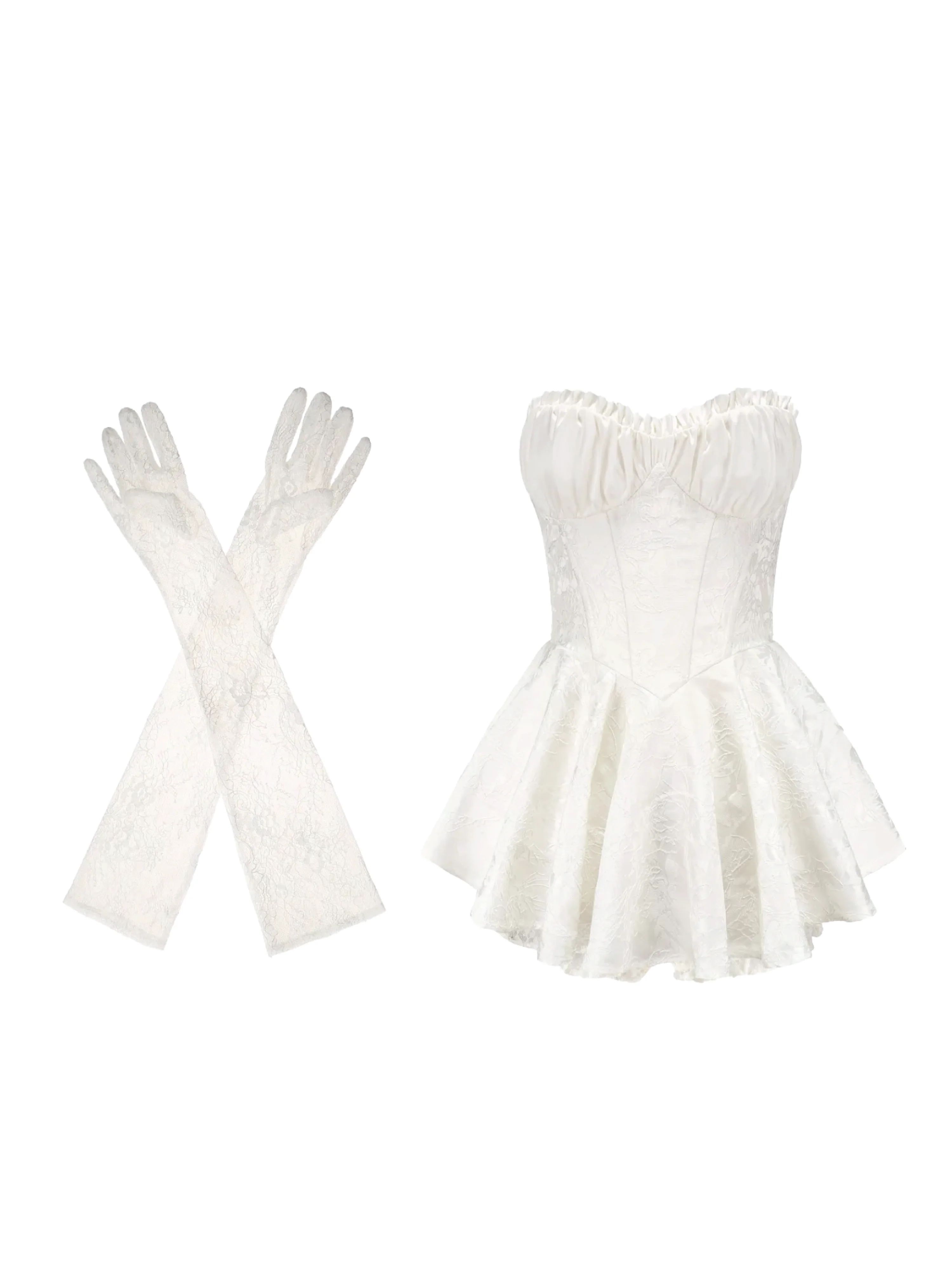 Airina Dress + Aubrey Gloves (White) | Nana Jacqueline