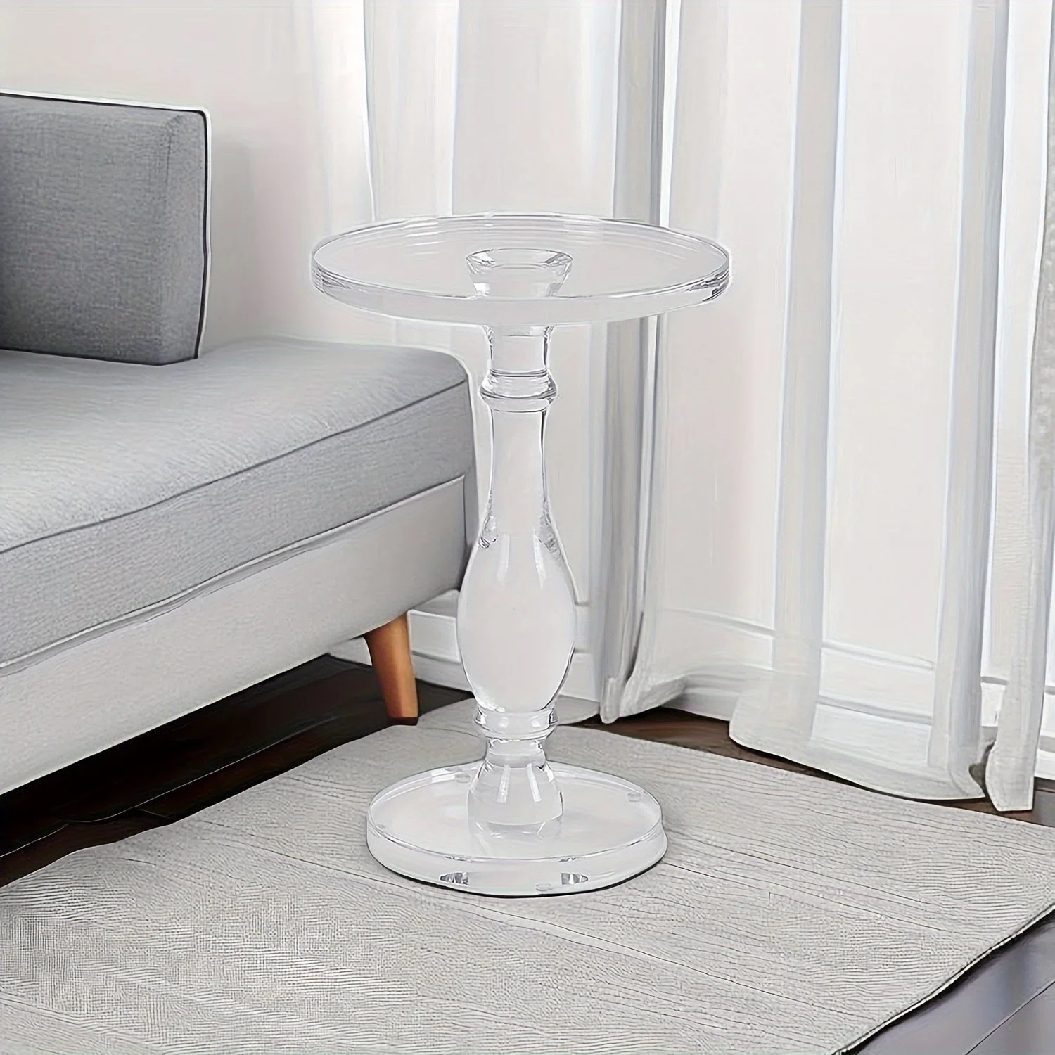 Acrylic Side Table Small Round Table Modern Simple Living Room Sofa Glass Corner Balcony Crystal ... | Wayfair North America