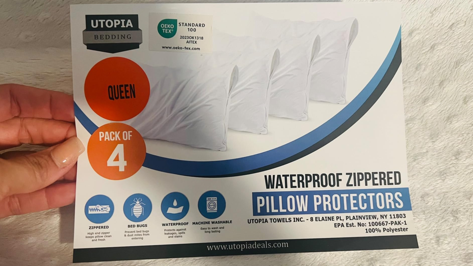 Utopia Bedding Waterproof Pillow Protector Zippered (2 Pack) Standard – Bed Bug Proof Pillow En... | Amazon (US)