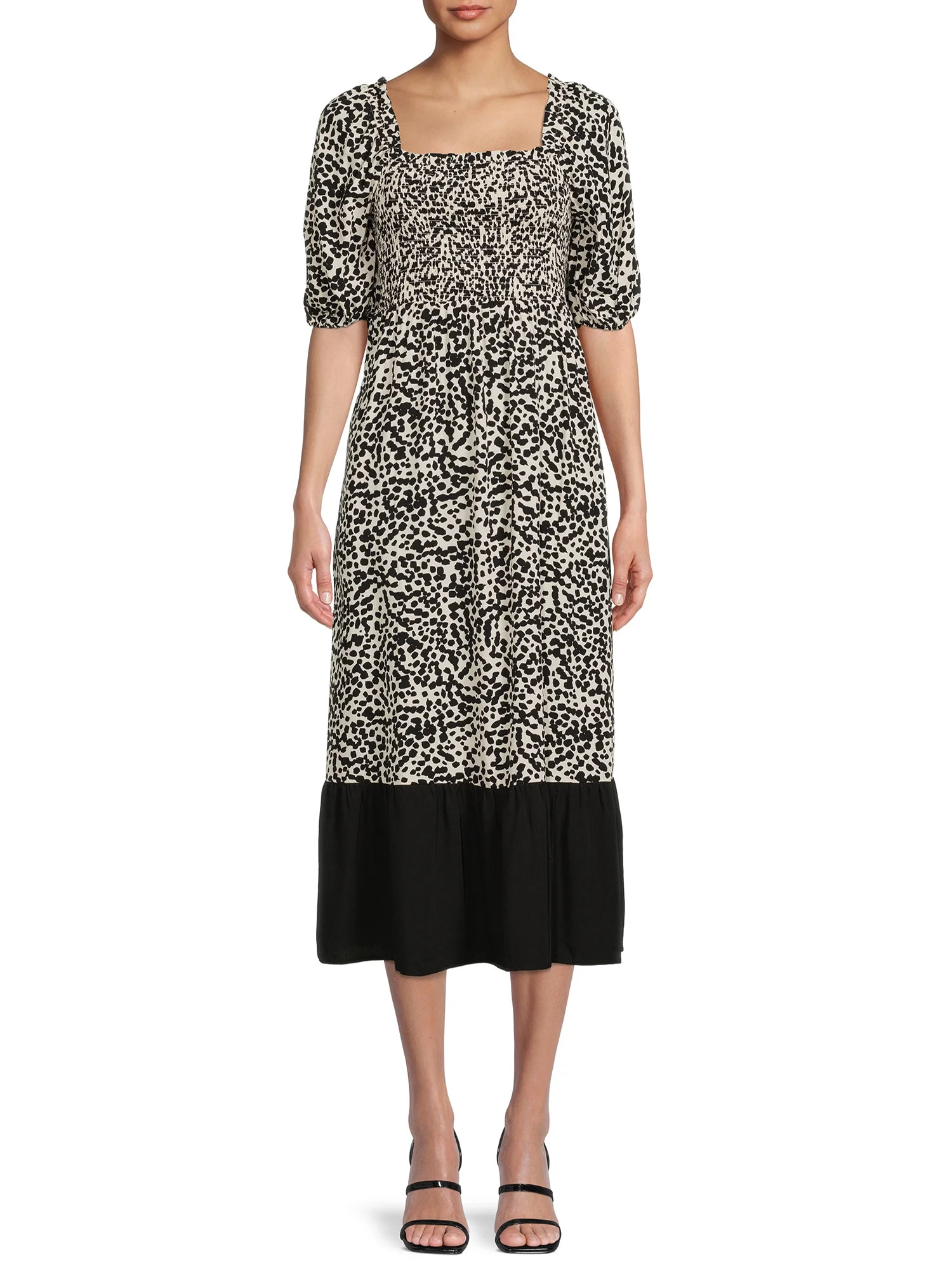 The Get Women's Colorblocked Midi Dress with Short Sleeves - Walmart.com | Walmart (US)