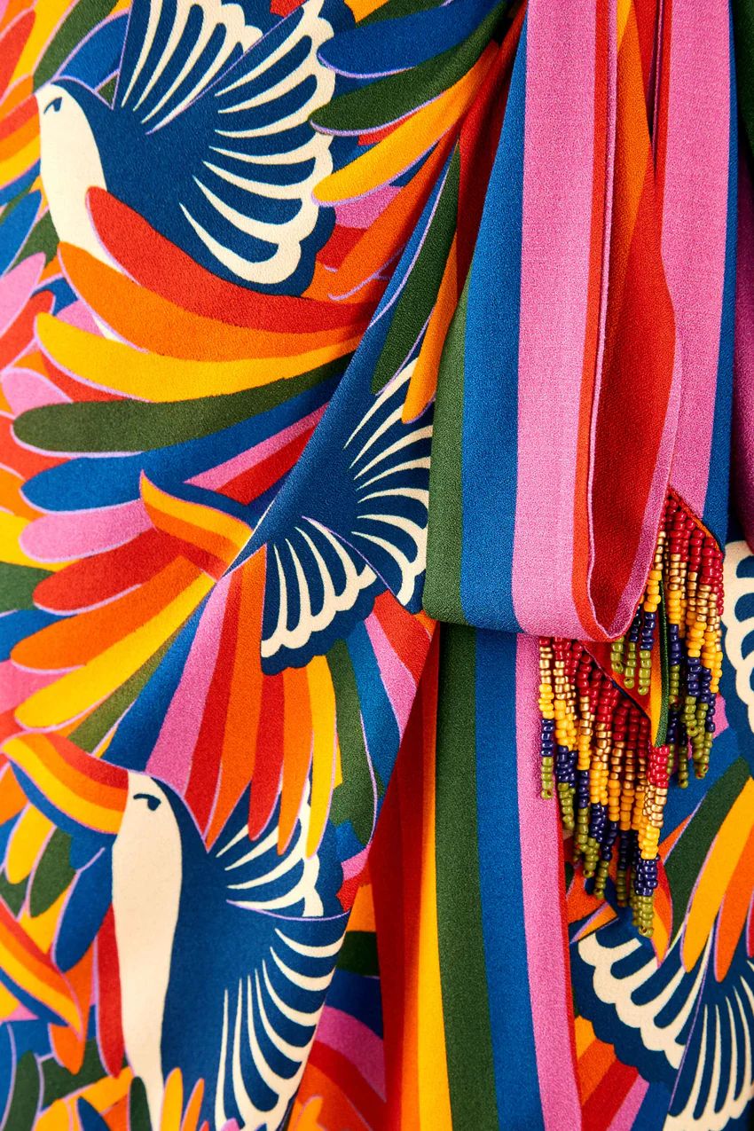 rainbow toucans mini wrap dress | FarmRio