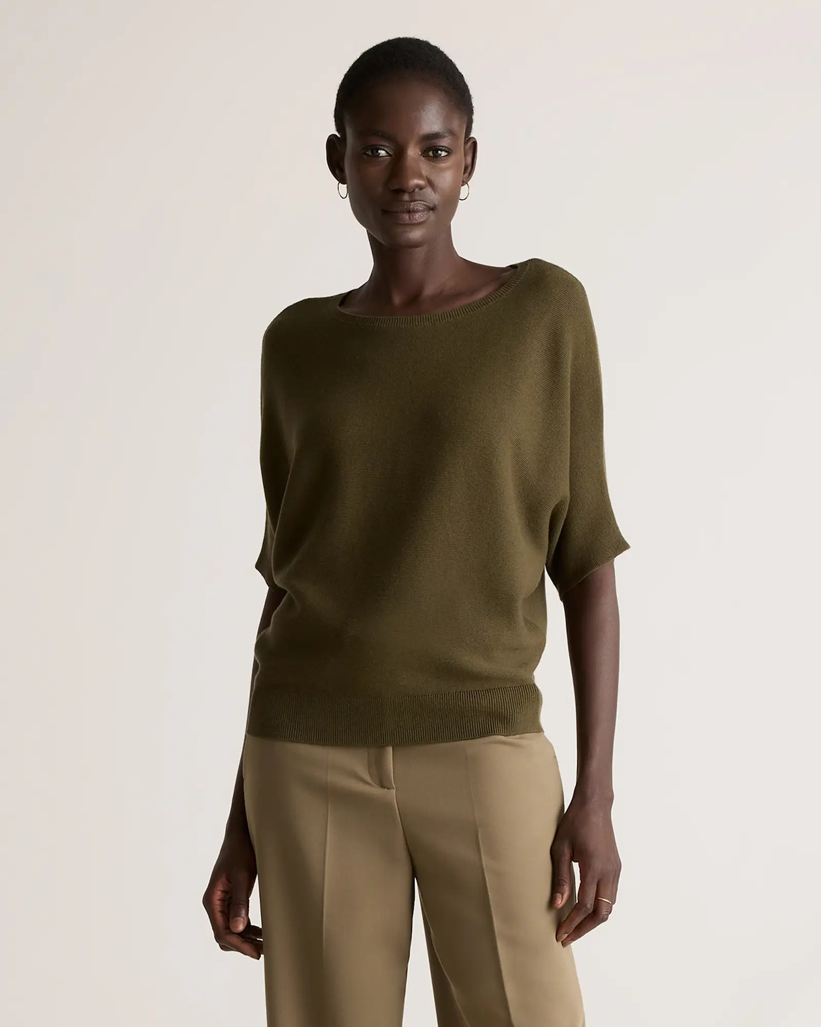 Lightweight Cotton Cashmere Link-Stitch Dolman Sweater | Quince