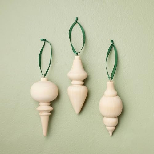 Wooden Spindle Christmas Tree Ornaments (Set of 3) - Hearth & Hand™ with Magnolia | Amazon (US)