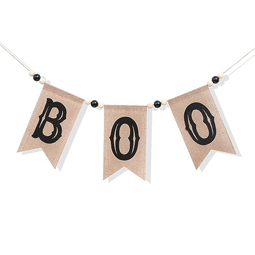 Halloween Boo Burlap Banner - Halloween Party Decorations, Happy Boo Day Garland, Farmhouse Decor... | Amazon (US)