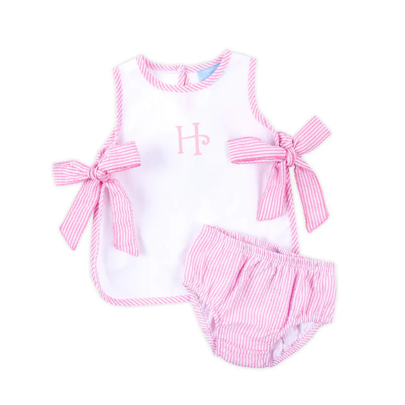 Pink Stripe Seersucker Popover Set | Classic Whimsy