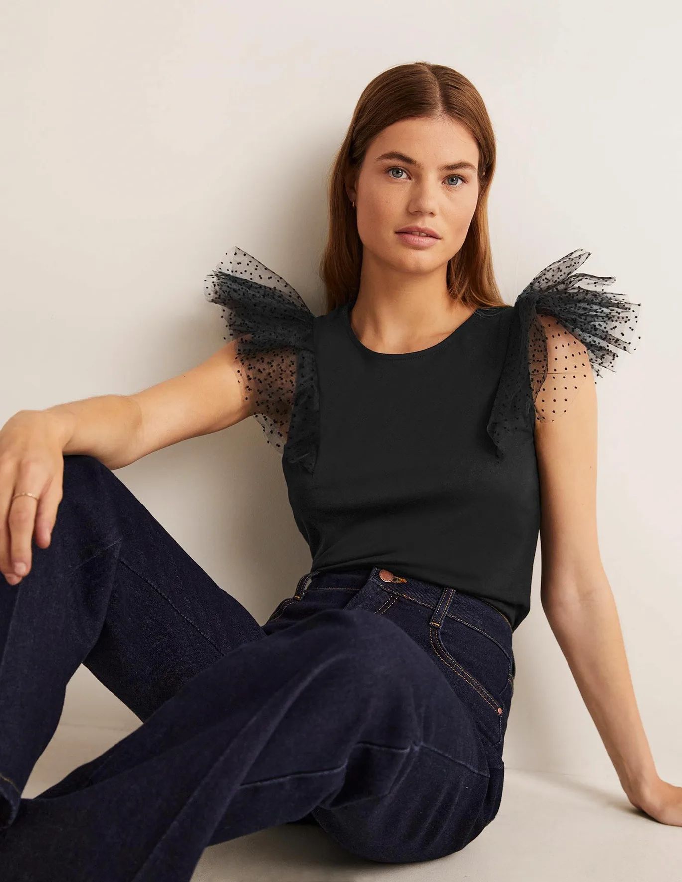 Tulle Shoulder Jersey Top | Boden (US)