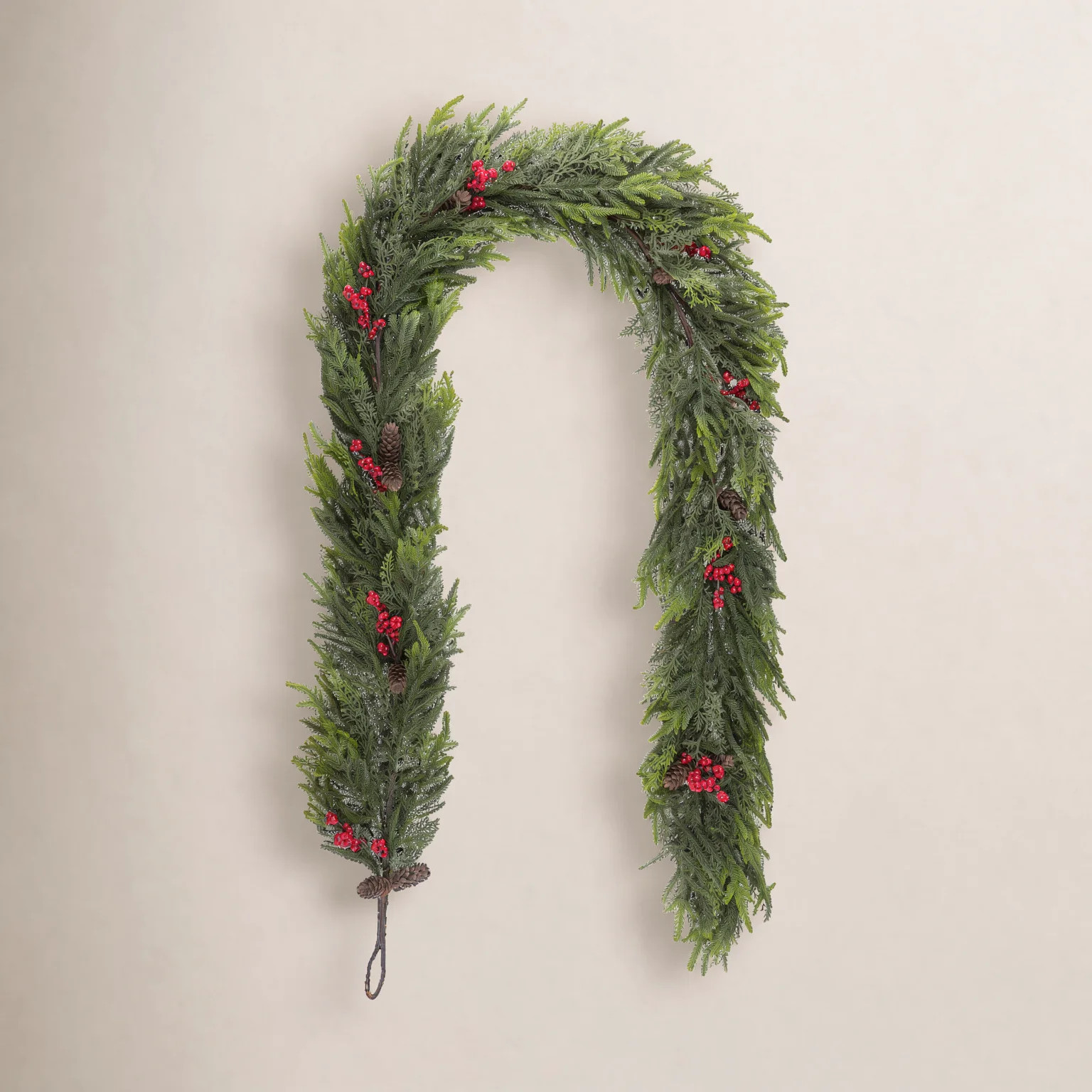 PE Dripping Christmas Garland – with Pinecones & Red Berries | Wayfair North America