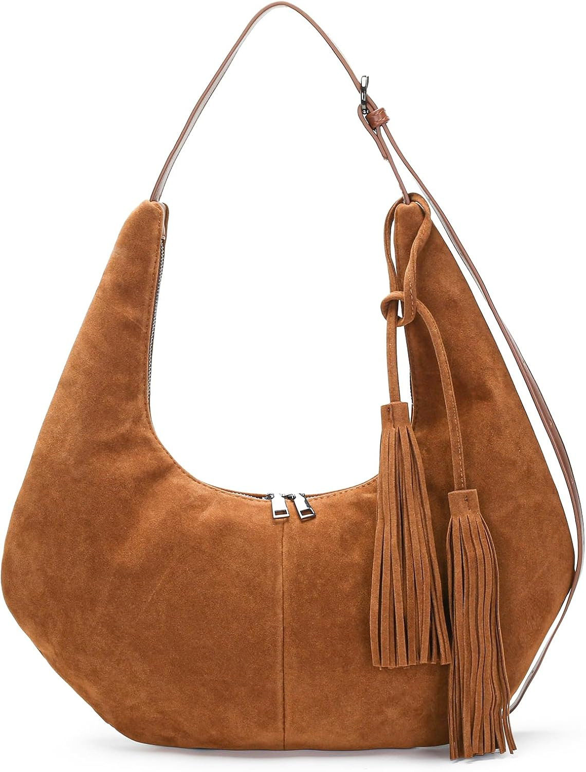 Herald Tassel Suede Slouchy Crescent Hobo Shoulder Bag for Women | Amazon (US)