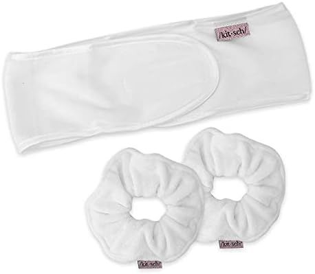 Kitsch Ultra Soft Microfiber Hair Drying Scrunchies and Ultimate Spa Headband Cleanse Bundle (Whi... | Amazon (US)