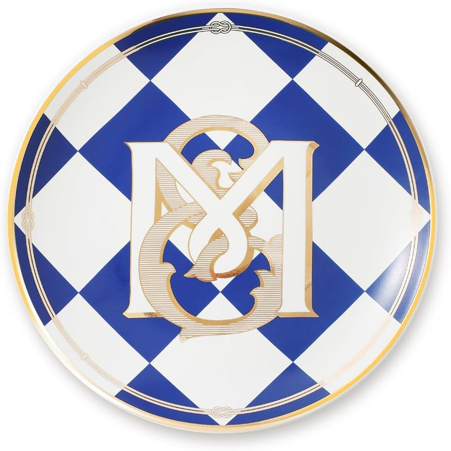 LIFVER Kinarelle 5.25" Blue Checkered Ceramic Jewelry Tray, Decorative Trinket Dish & Vintage Rin... | Amazon (US)