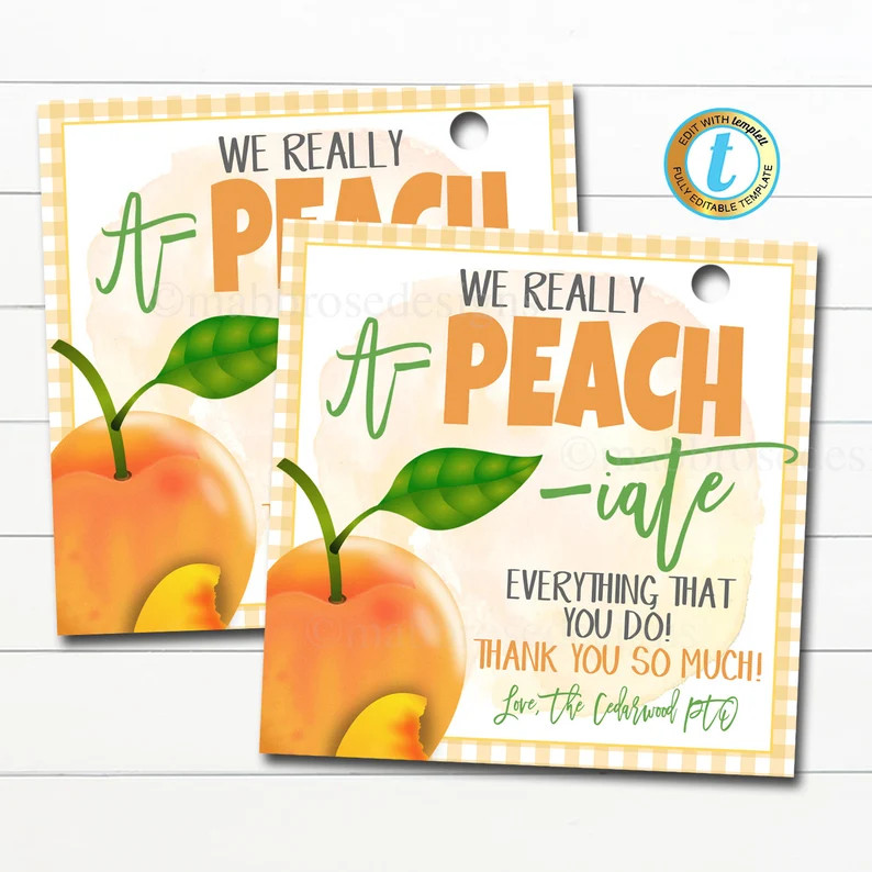Appreciation Gift Tags, Fruit Peach Treat Label, Thank You Appreciation Favor Tag, Nurse Teacher ... | Etsy (Global)