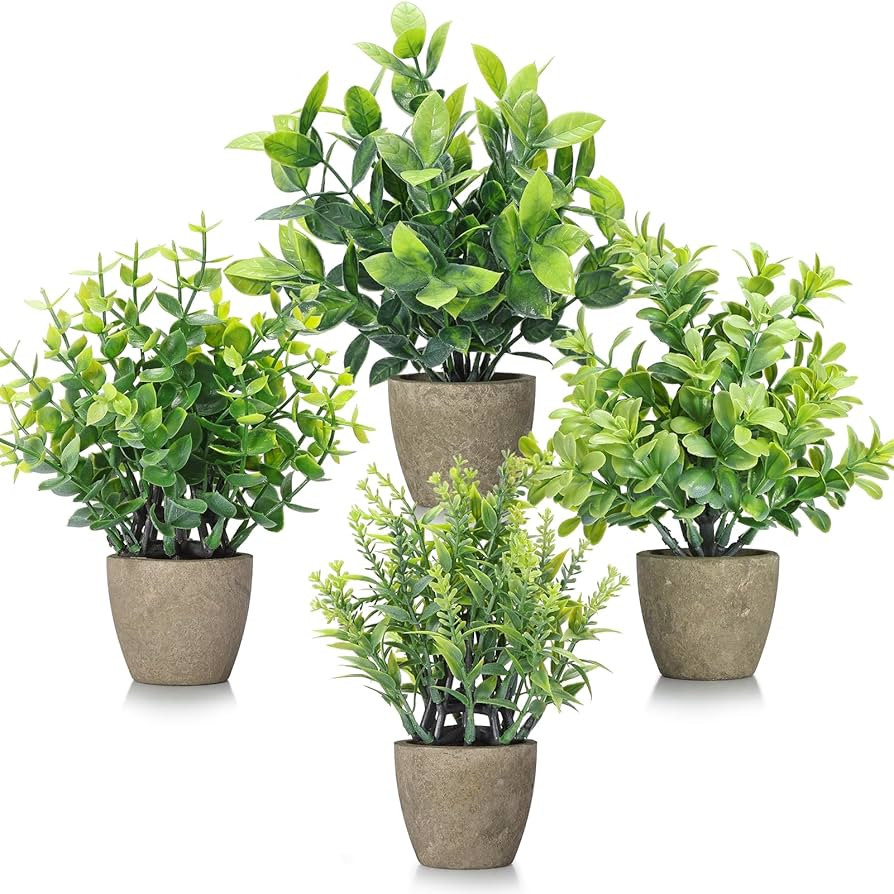 4 Pack Fake Plants Ceramic Mini Artificial Greenery Potted Plants for Home Decor Office Decor Roo... | Amazon (US)