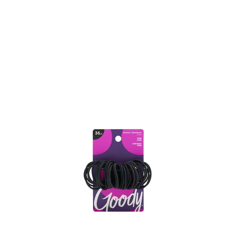 Goody Ouchless Elastics, Black Hair Ties, Ponytail Holder, 2mm Hair Elastics, 36 Ct | Walmart (US)
