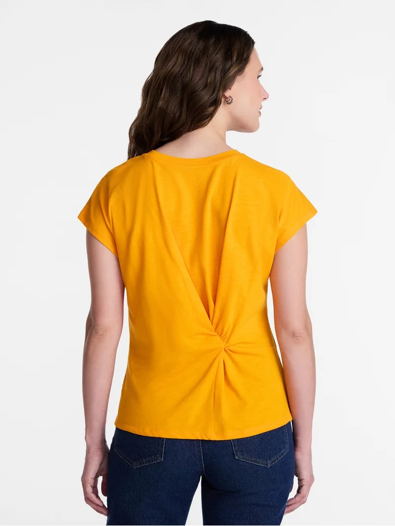 Time and Tru Women's Twist-Front Tee with Short Sleeves, Sizes XS-XXXL | Walmart (US)