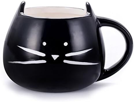 Amazon.com: Asmwo Cute Cat Ceramic Mug Funny Cat Shaped Cup for Coffee Tea Black,12 oz Valentine'... | Amazon (US)