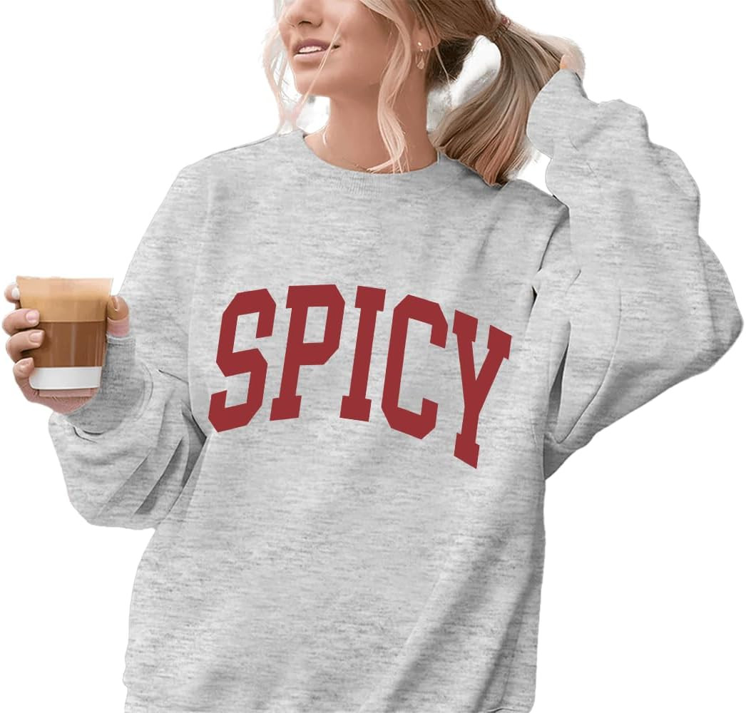 Vintage Spicy Sweatshirts For Women Spicy Varsity Sweatshirt Crewneck Sweatshirt Christmas Pullov... | Amazon (US)
