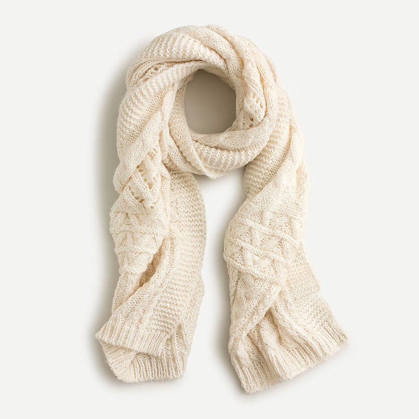 Cable-knit pointelle scarf | J. Crew US