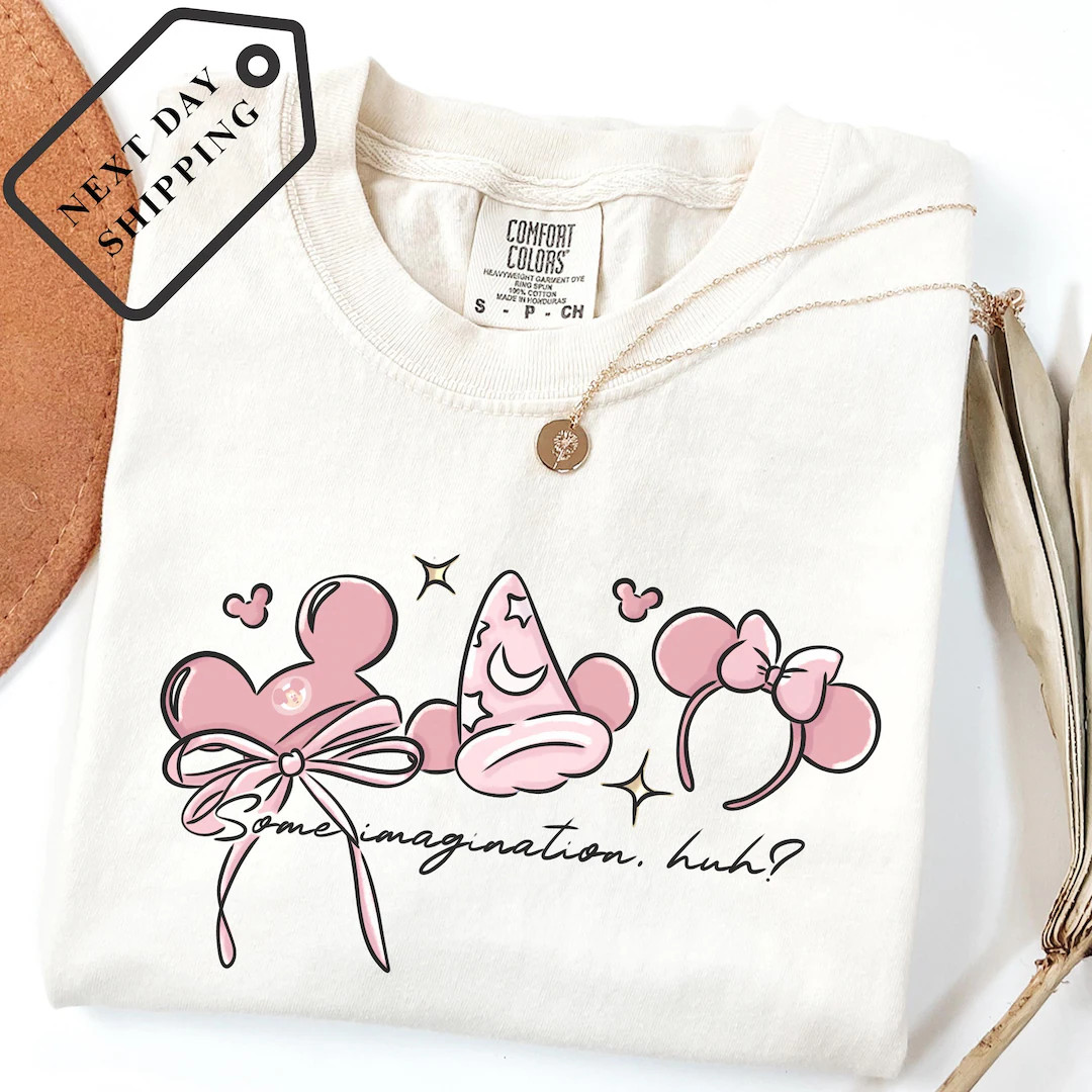 Comfort Colors® Coquette Bow Mickey Sorcerer Some Imagination Huh T-shirt, Walt Disney Fantasia ... | Etsy (US)