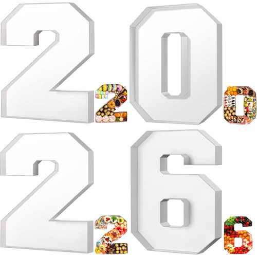 Tellingyou 2026 Charcuterie Number Fillable Plastic Boxes 13.7" Graduation Large Fillable Tray Numbers for Chocolate Candy Snack Grad Party Supplies(White) | Amazon (US)