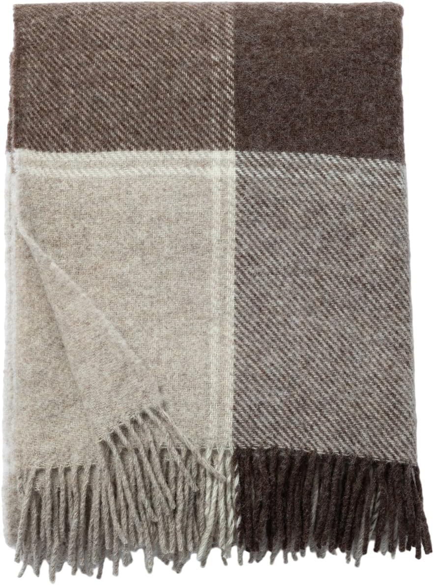 GreaterGood Ukrainian 100% Wool Throw Blanket – Handmade Elegant Cozy Fringed Wool Blanket for Couch, Bed, Sofa & Home Decor, Durable Plaid Herringbone Weave, Fair Trade Artisan Made (Taupe, Plaid) | Amazon (US)