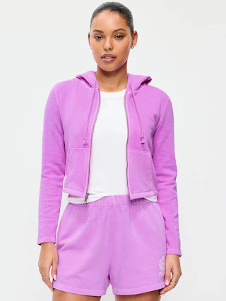 Shrunken Cropped Zip Hoodie Sweatshirt | Old Navy (US)