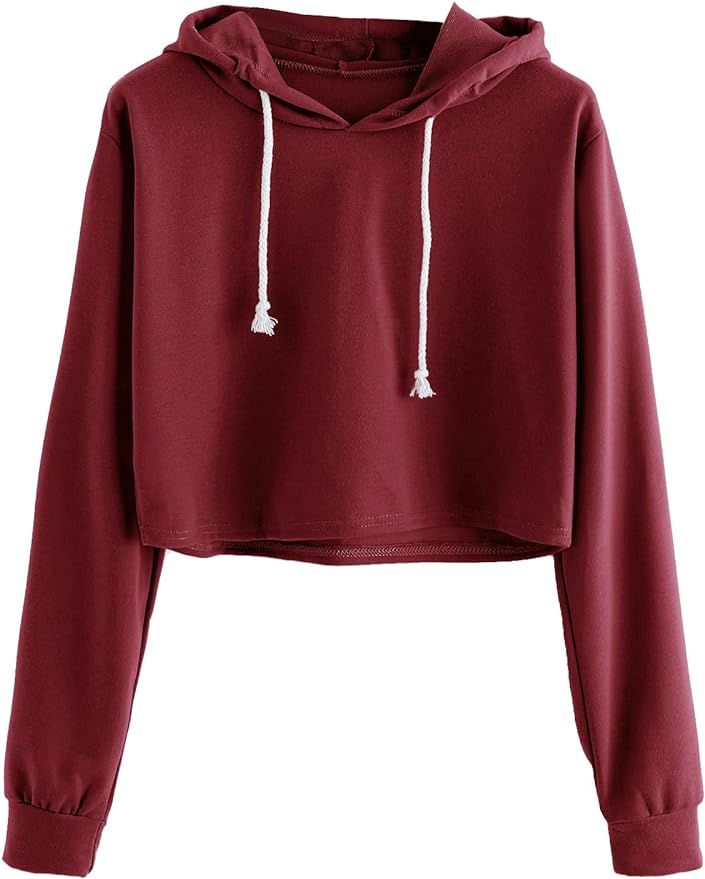 MakeMeChic Women's Cropped Hoodie Casual Workout Crop Sweatshirt Tops | Amazon (US)