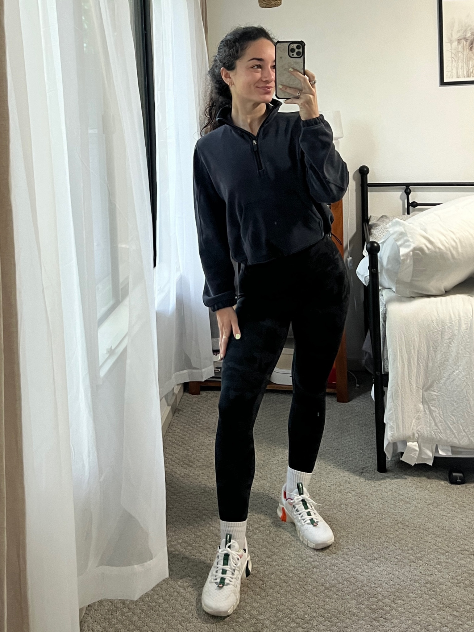 Workout ootd 🩷 wearing a 6 in the leggings! This half zip is my fav thing of this year so far, the comfort is unmatched & I love wearing it on cooler mornings when I go workout or just throughout the day when I wanna be comfy! 

#LTKshoecrush #LTKfitness #LTKfindsunder100