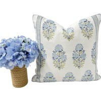 Pillow Cover, Lisa Fine Mughal Flower in Monsoon Blue // Made To Order High End Designer Covers | Etsy (US)