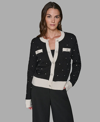 Women's Crew Neck Front-Button Cardigan Sweater | Macy's