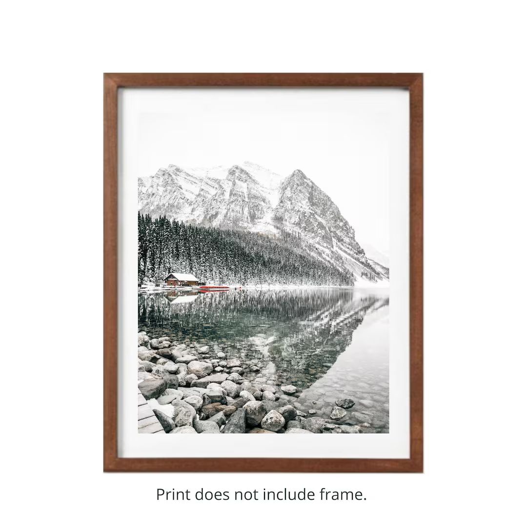 Snowy Lake Louise Winter Mountain Nature Print Banff in - Etsy | Etsy (US)