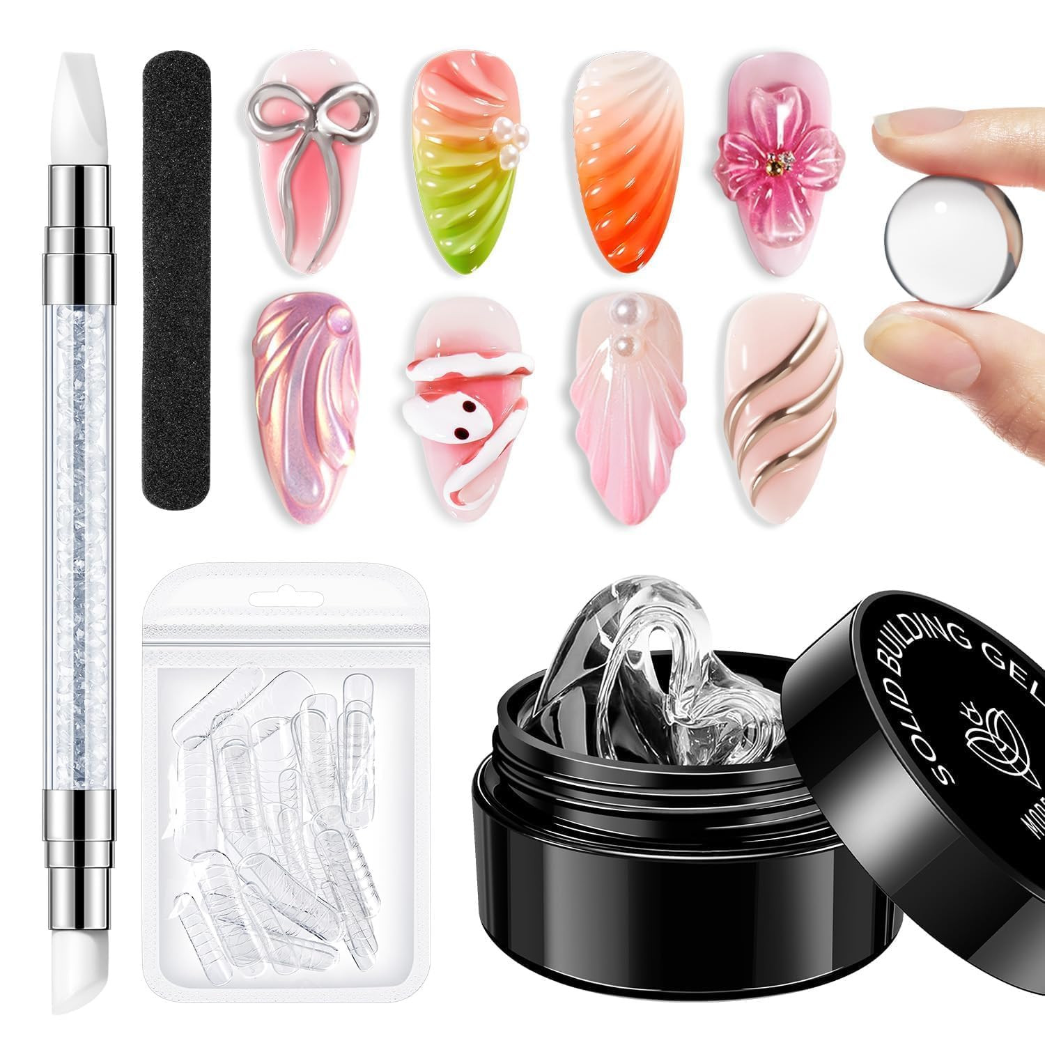 modelones 3D Sculpting Gel Kit，Clear Solid Nail Builder Hard Gel for Nail Art Molding & Extensi... | Amazon (US)