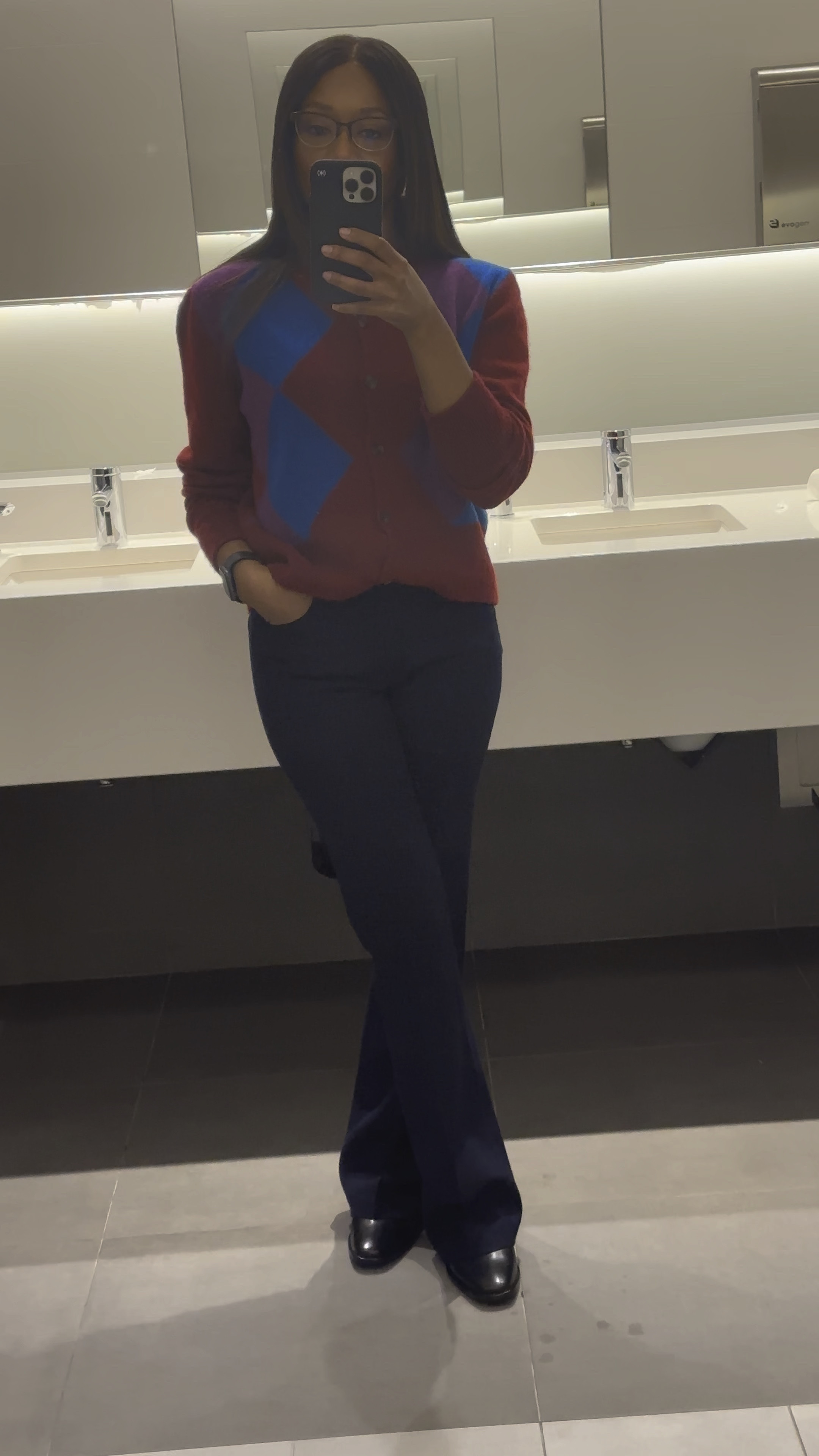 My office outfit featuring an argyle sweater, bootcut pants - navy blue  and my new Sam Edelman booties which are super duper comfortable. #LTKHoliday

#LTKworkwear #LTKover40