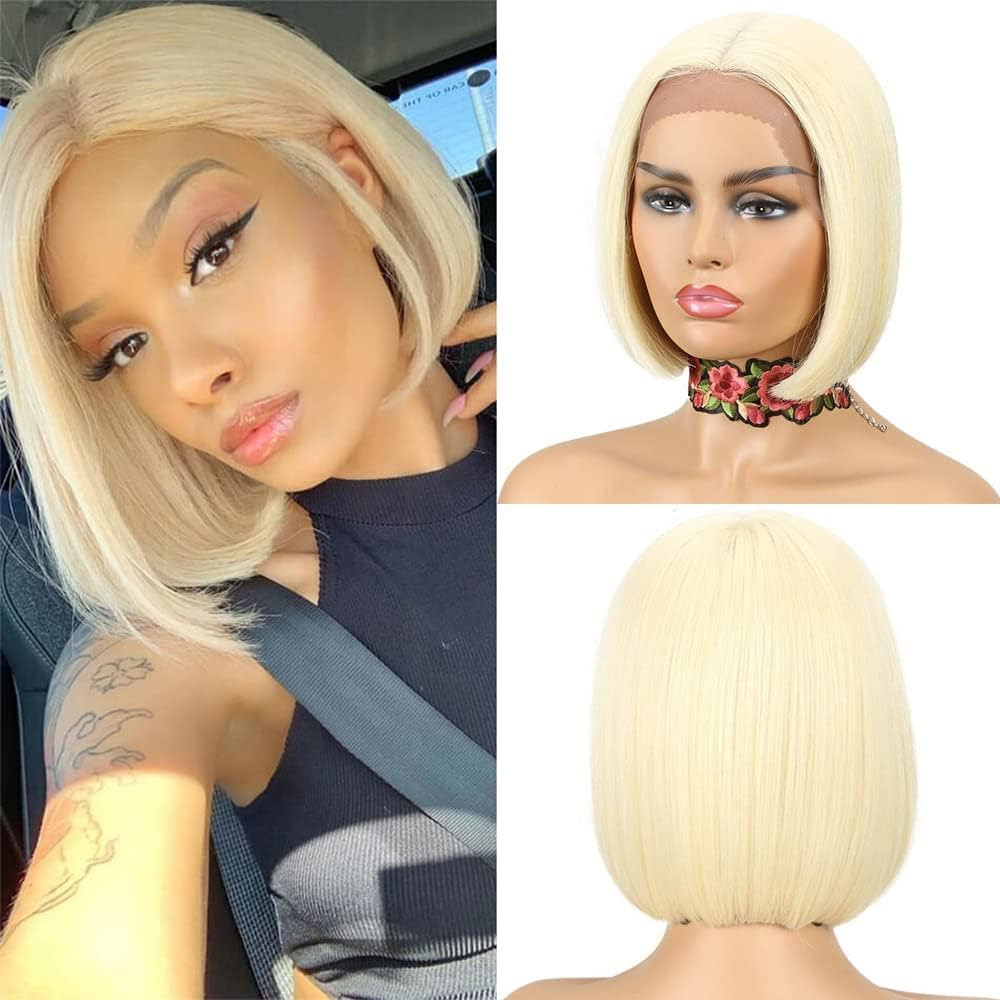 NOBLE 613 Blonde Bob Wig Short T Part Hd Lace Front Bob Wigs for Women 613 Straight Short Bob Wig... | Amazon (US)