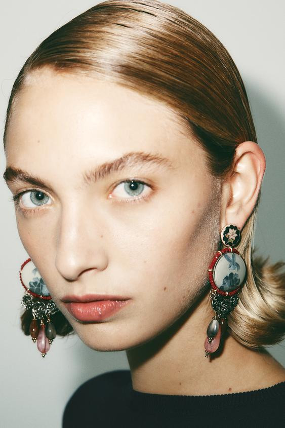 RESIN STONE CHARM EARRINGS | Zara US