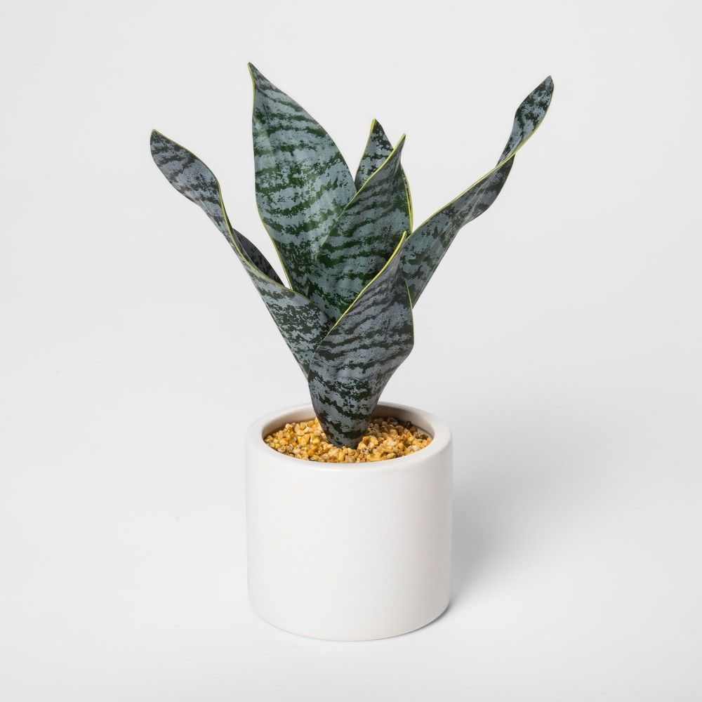 9"" x 5"" Artificial Snake Plant In Pot Green/White - Project 62 | Target