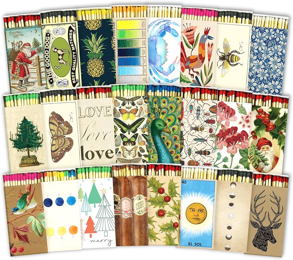 HomArt Matchbox Designs of Your Choice (2 Unique Box Designs with 4" Matches, Striking Stickers b... | Amazon (US)