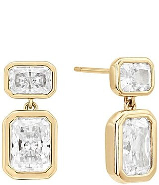 SHASHI Emerald Baguette Drop Earrings - Gold | Dillard's