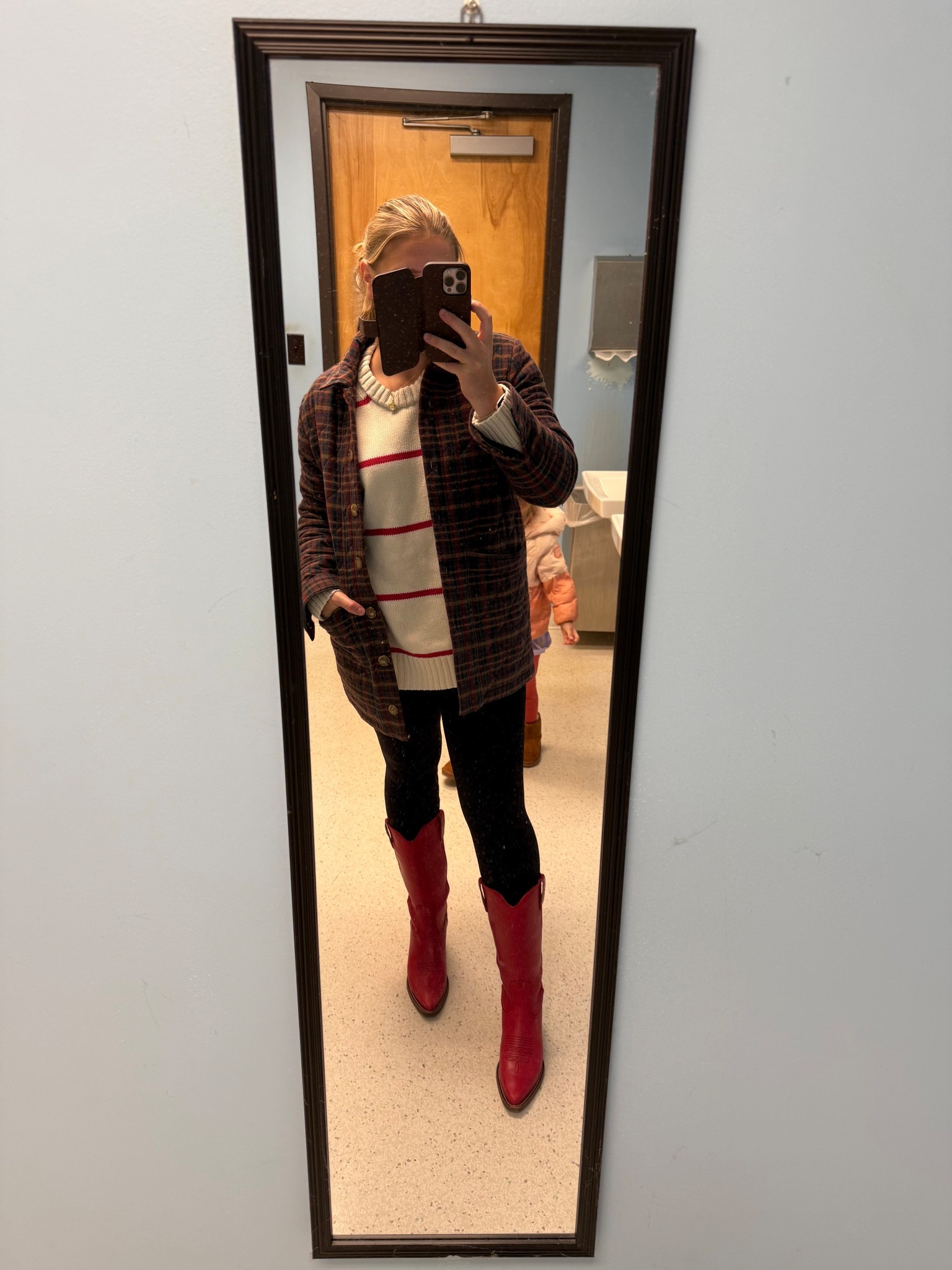 Broke out the red boots today 🍁 

Cowgirl boots, striped fall sweater, cotton sweater, oversized sweater, barn jacket, plaid barn jacket, fall fit, fall fashion, postpartum fit 

#LTKShoeCrush #LTKHoliday #LTKFindsUnder100