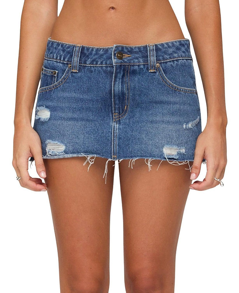 Edikted Nylah Distressed Denim Mini Skort | Bloomingdale's (US)