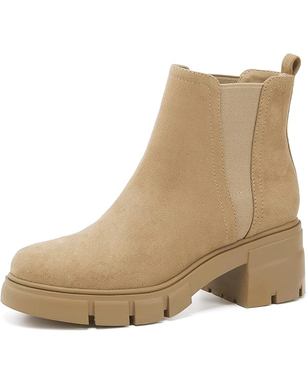 REDTOP Women's Chelsea Boots Elastic Chunky Block Heel Platform Lug Sole Ankle Booties | Amazon (US)