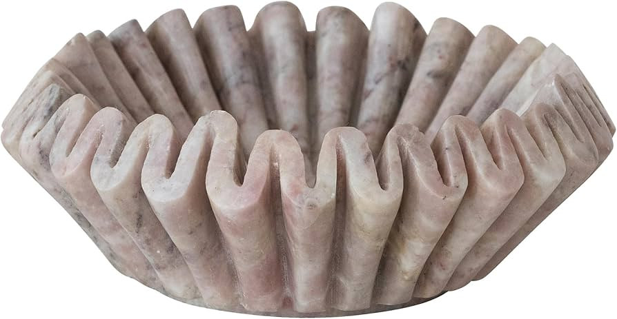 Bloomingville Round Marble Fluted Dish, Pink | Amazon (US)