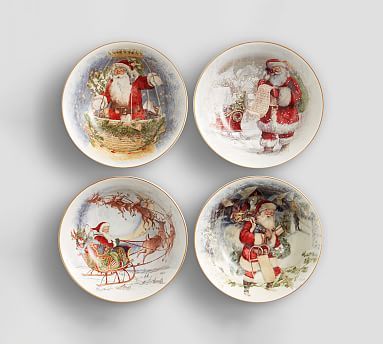 Nostalgic Santa Stoneware Bowls - Set of 4 | Pottery Barn (US)