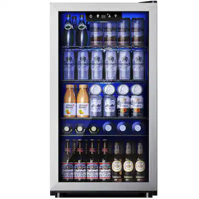 SIMZLIFE - 130 Can Beverage Refrigerator and Cooler with Glass Door for Home, 17.3 in D, 31.3 in ... | Best Buy U.S.