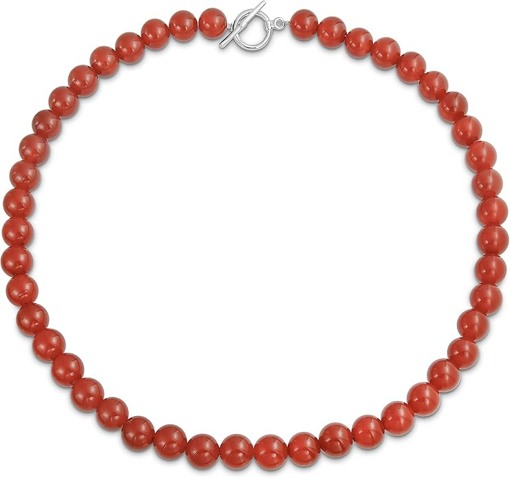 Simple Classic Hand Knotted Created Semi Precious Gemstone Round Ball 10MM Bead Strand Choker Col... | Amazon (US)