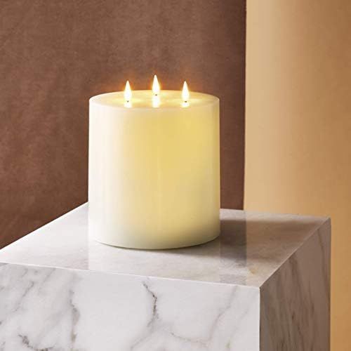 3 Wick Flameless Candle - 6x6 Large Pillar Candle, Realistic 3D Flickering Flames with Wicks, Bat... | Amazon (US)