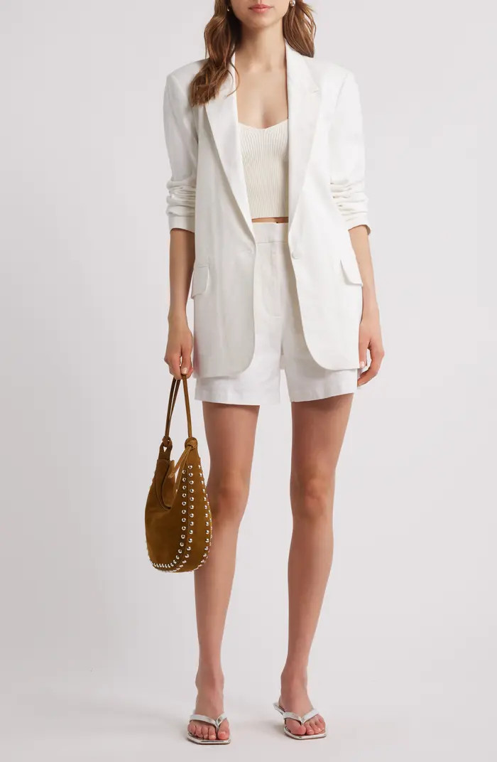 Open Edit Everyday One-Button Linen Blend Blazer | Nordstrom | Nordstrom
