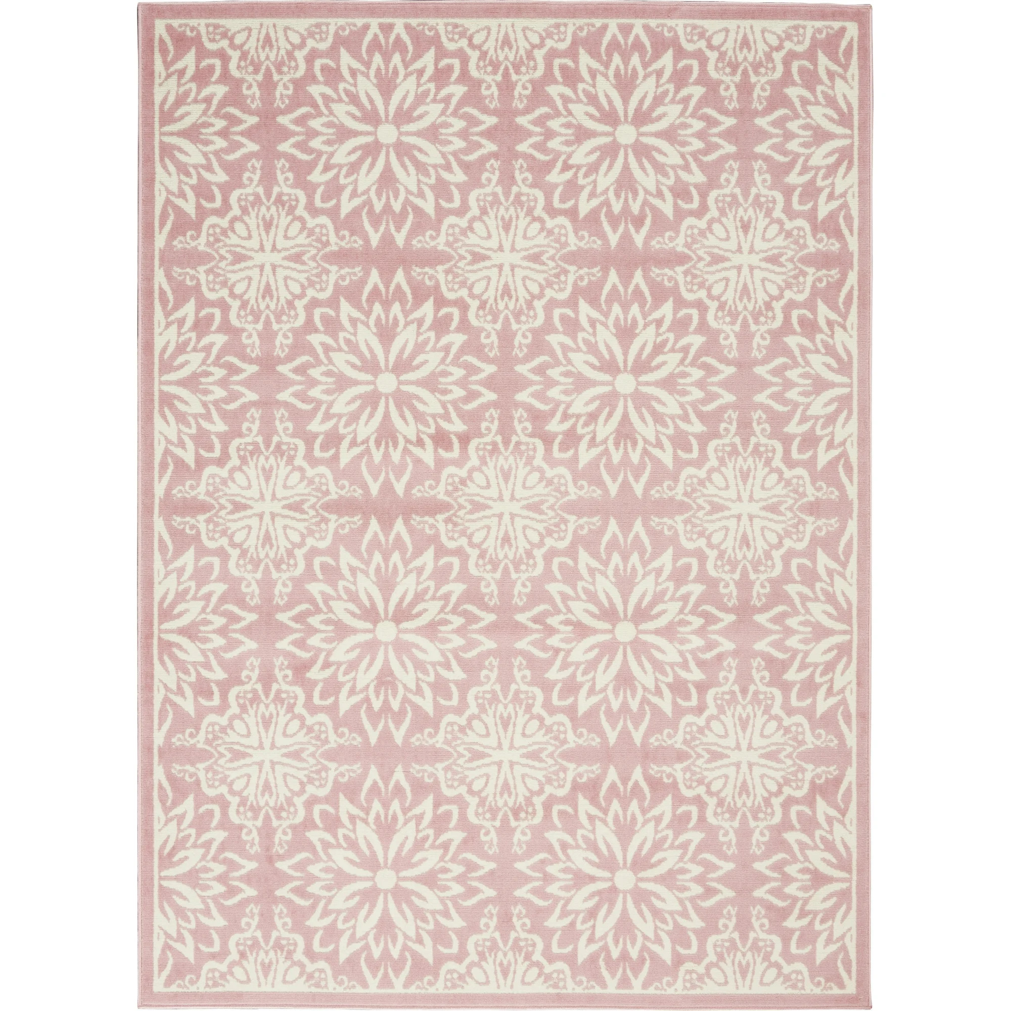 Nourison Jubilant Geometric Floral Ivory/Pink 5'3" x 7'3" Area Rug, (5' x 7') | Walmart (US)