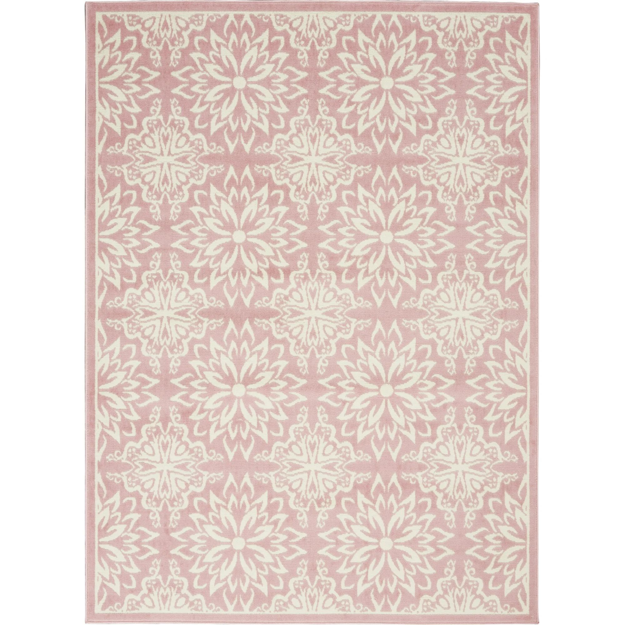 Nourison Jubilant Geometric Floral Ivory/Pink 5'3" x 7'3" Area Rug, (5' x 7') | Walmart (US)