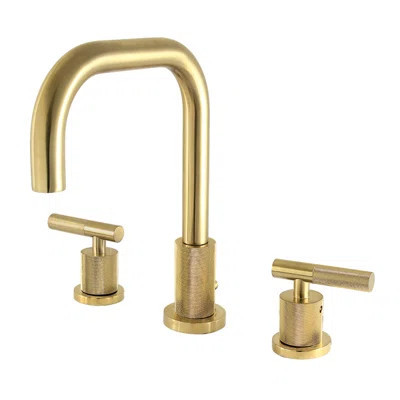 Kingston Brass Convergent Two-Handle 3-Hole Deck Mount Widespread Bathroom Faucet with Knurled Handle and Brass Pop-Up Drain | Wayfair North America